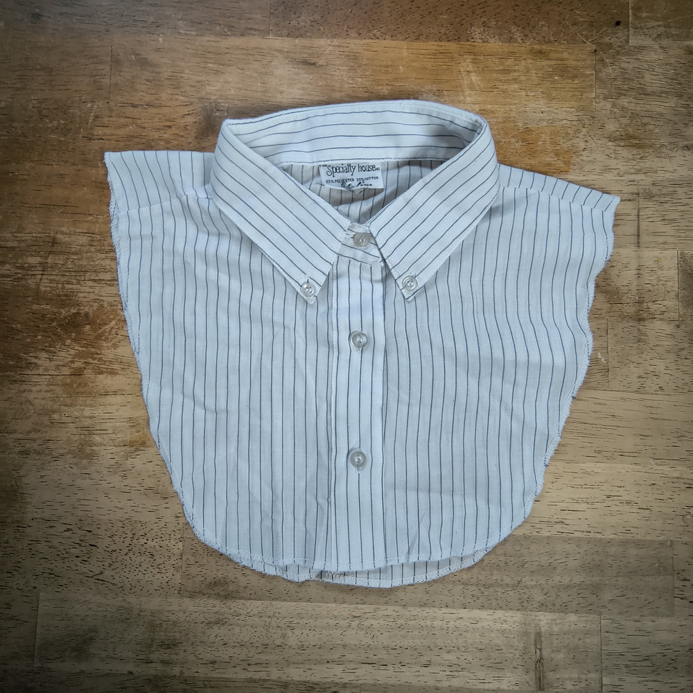 Vintage Three-Pack Detachable Blouse Dickeys - White, Light Purple, Blue-Stripe - Picture 6 of 7